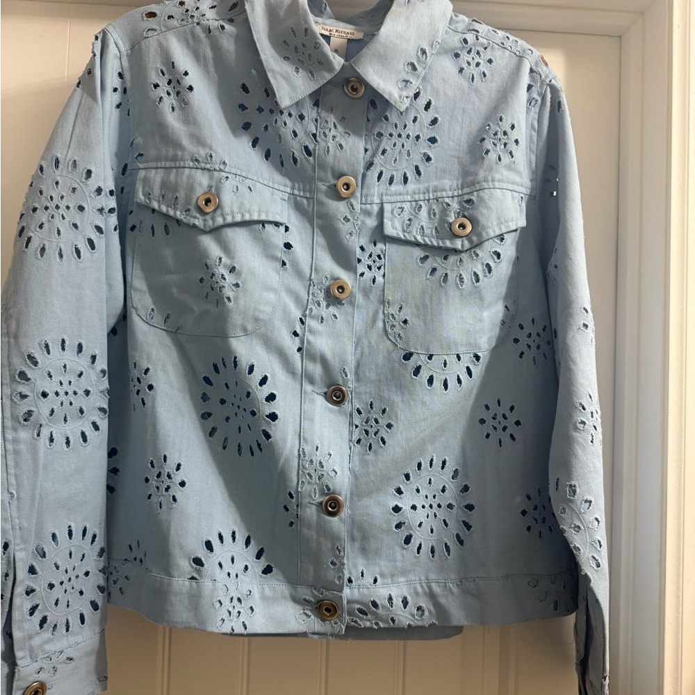 Light Blue Eyelet Women's Jacket